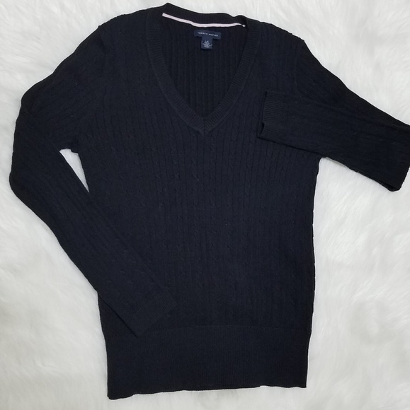 Tommy Hilfiger V Neck Sweater Black Large - Picture 2 of 4